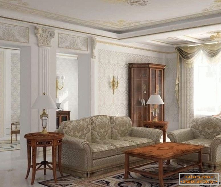 Namizne svetilke, zaslone v oblikovanju dnevne sobe v klasičnem slogu