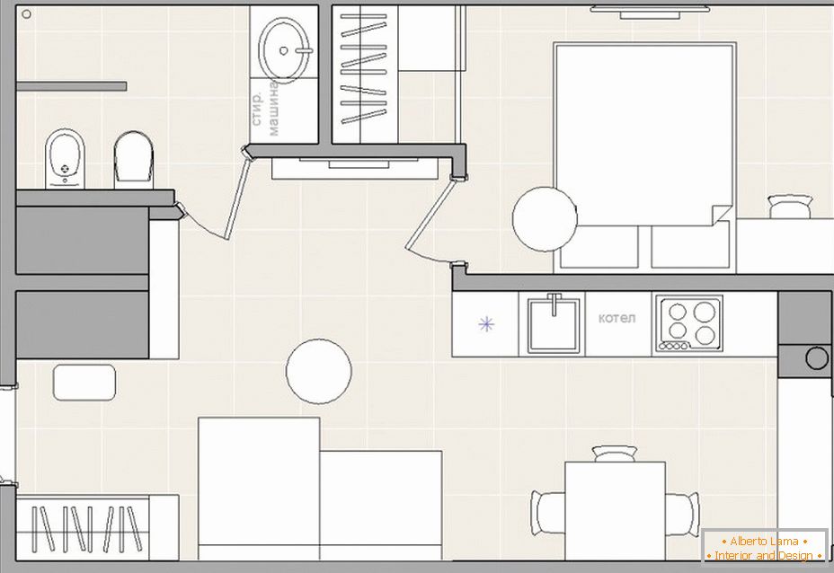 Načrtujte majhen 2-sobni apartma