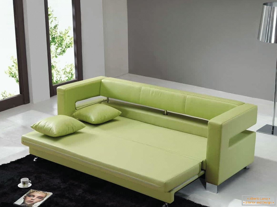 Zložljiv kavč v zelenem okolju prijaznem usnju