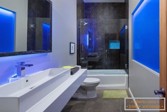 Dizajn v visokotehnološkem slogu - foto stilske kopalnice