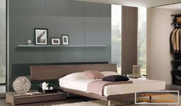 Moderna spalnica v visokotehnološkem slogu - barvna shema