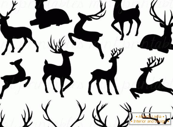 Šabloni za dekoriranje oken za novo leto - severni jeleni
