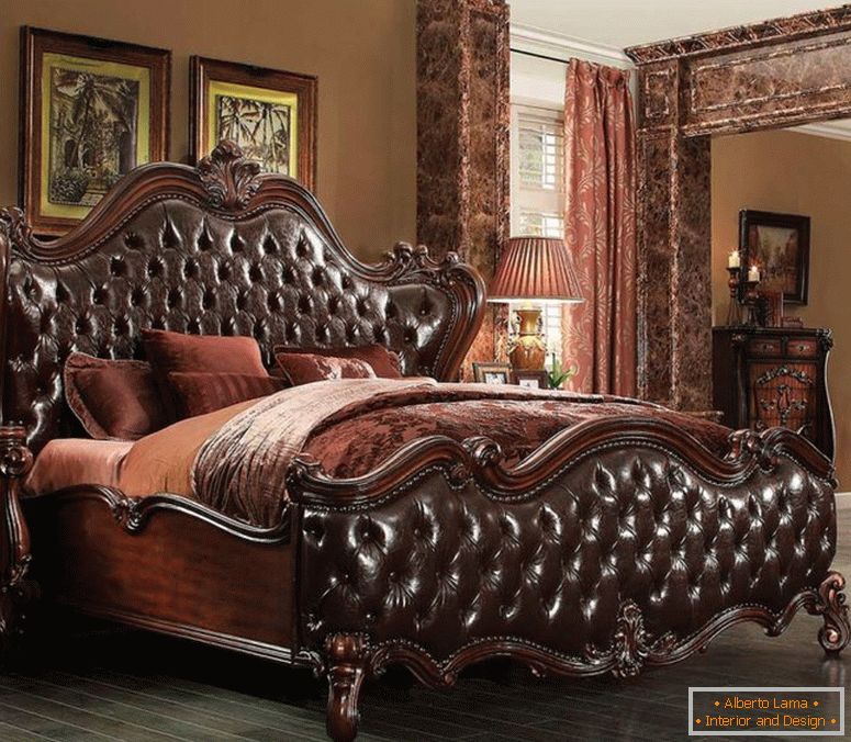 tradicionalna postelja-temno-rjava-pu-češnja-hrast-sani-ac-chateau-b1