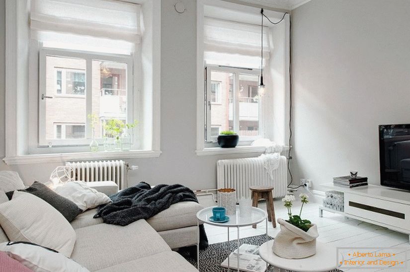 Dnevna soba apartmaja v skandinavskem slogu