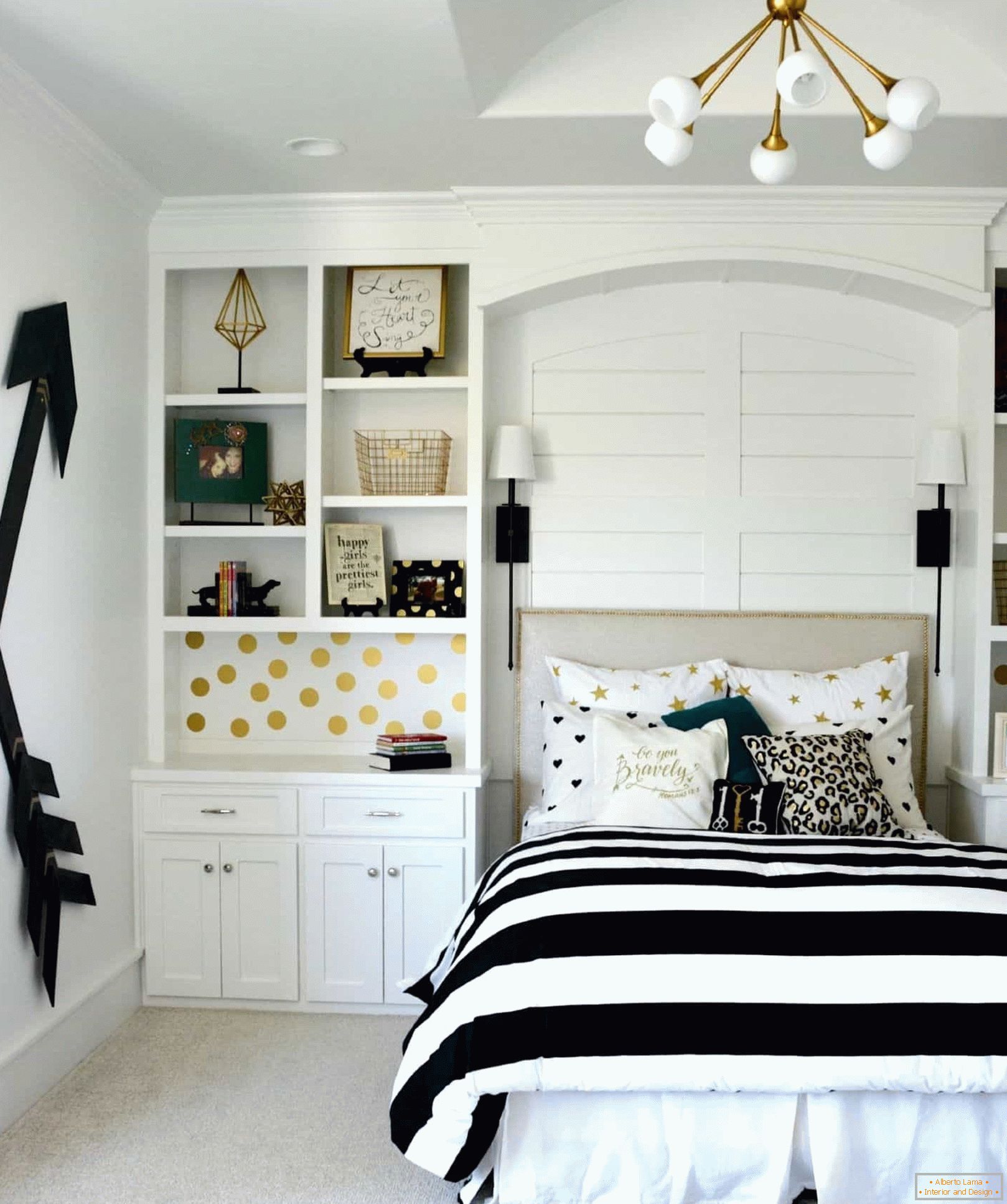 Črno-bela soba design za najstniško dekle