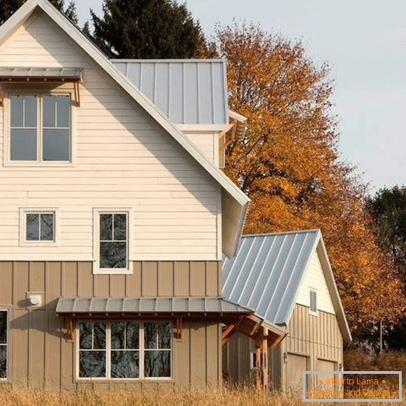 Kakšno barvo barve fasade zasebne hiše - fotografija dvonadstropne hiše