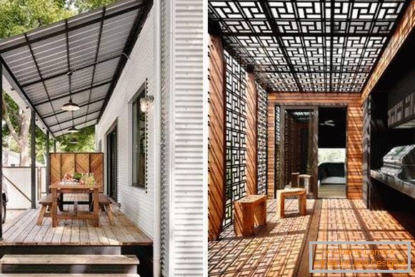 Majhna veranda iz kovinskih oblikovalskih idej