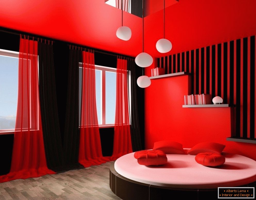Rdeče-črna notranjost sobe