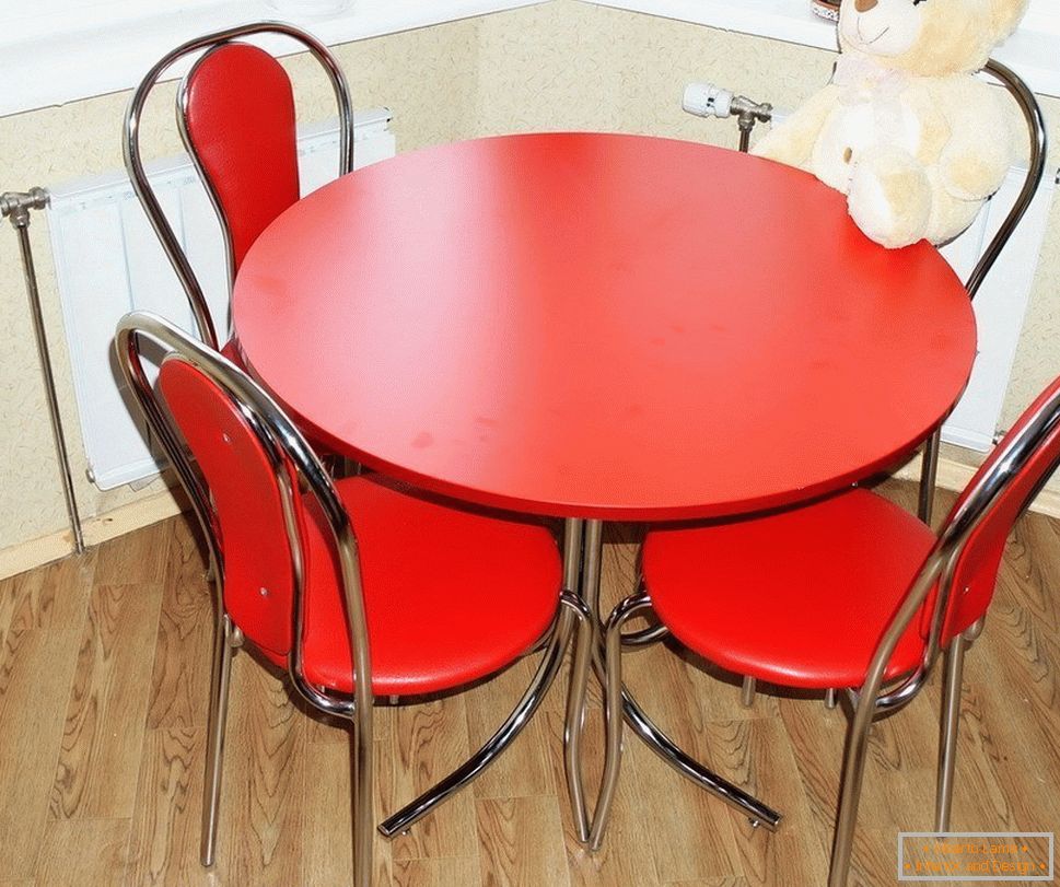 Rdeča okrogla miza v notranjosti