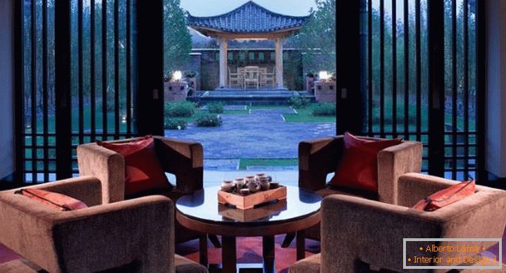 Zasnova dnevne sobe na Banyan Tree Lijiang