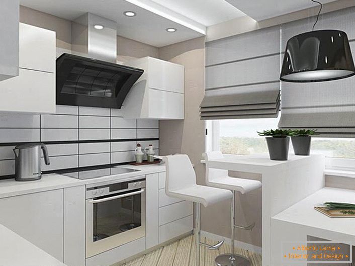 Stil minimalizma je idealen za majhne kuhinje, kjer je problem prihranka dragocenega prostora akuten.