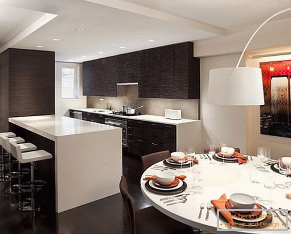 Ultra-moderni stil небольшого кухонного пространства