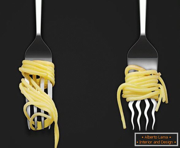 Vilice z zaobljenimi zobmi za špagete
