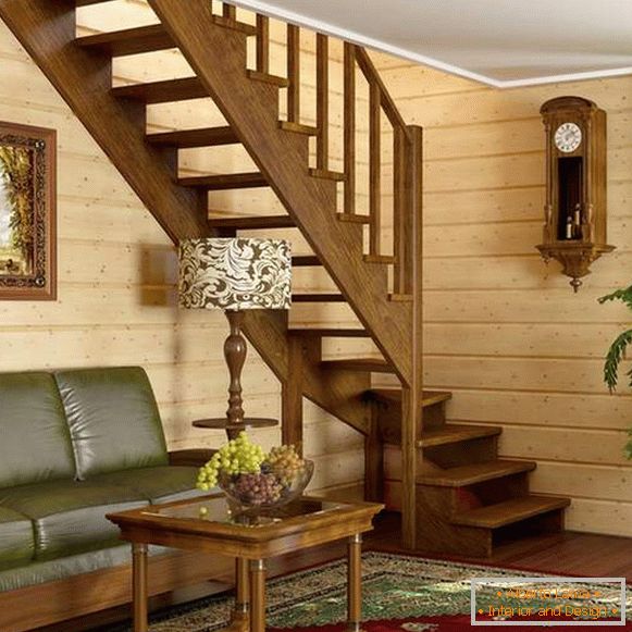 Vmesna lesena stopnišča v zasebni hiši - oblikovanje fotografij v sodobnem slogu