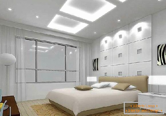 raztegljivi stropi spalnica 12 m², fotografija 50
