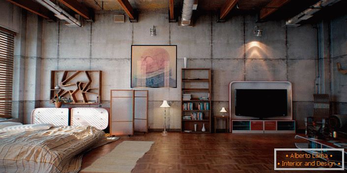 Notranjost in pohištvo v slogu podstrešja