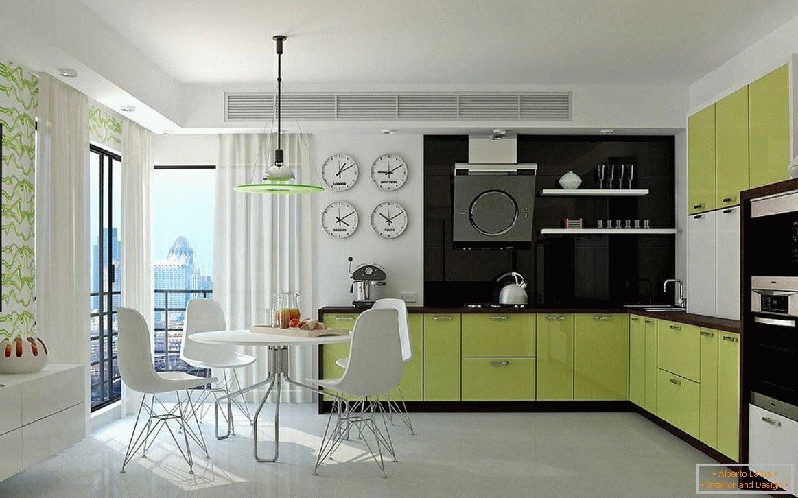 Moderno pohištvo v notranjosti kuhinje