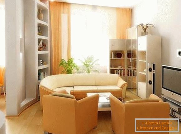 Zasnova majhne dnevne sobe - majhnega pohištva