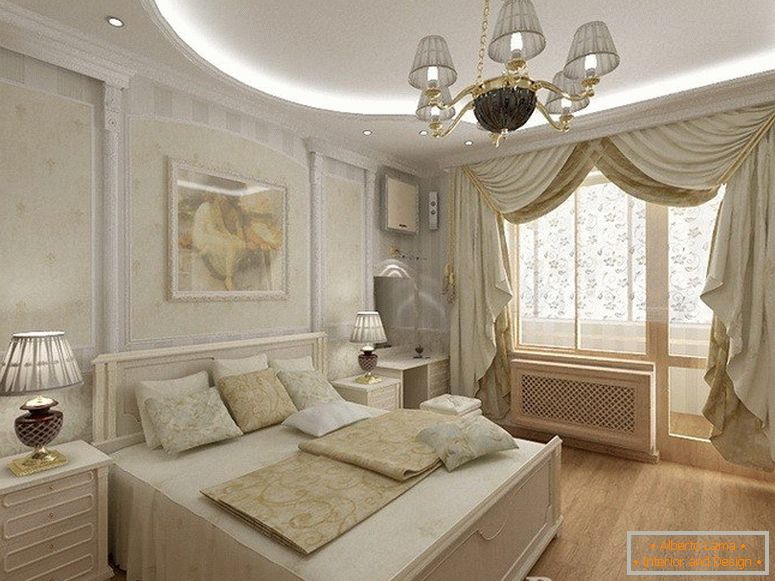 Dizajn projekt spalnice v klasičnem slogu