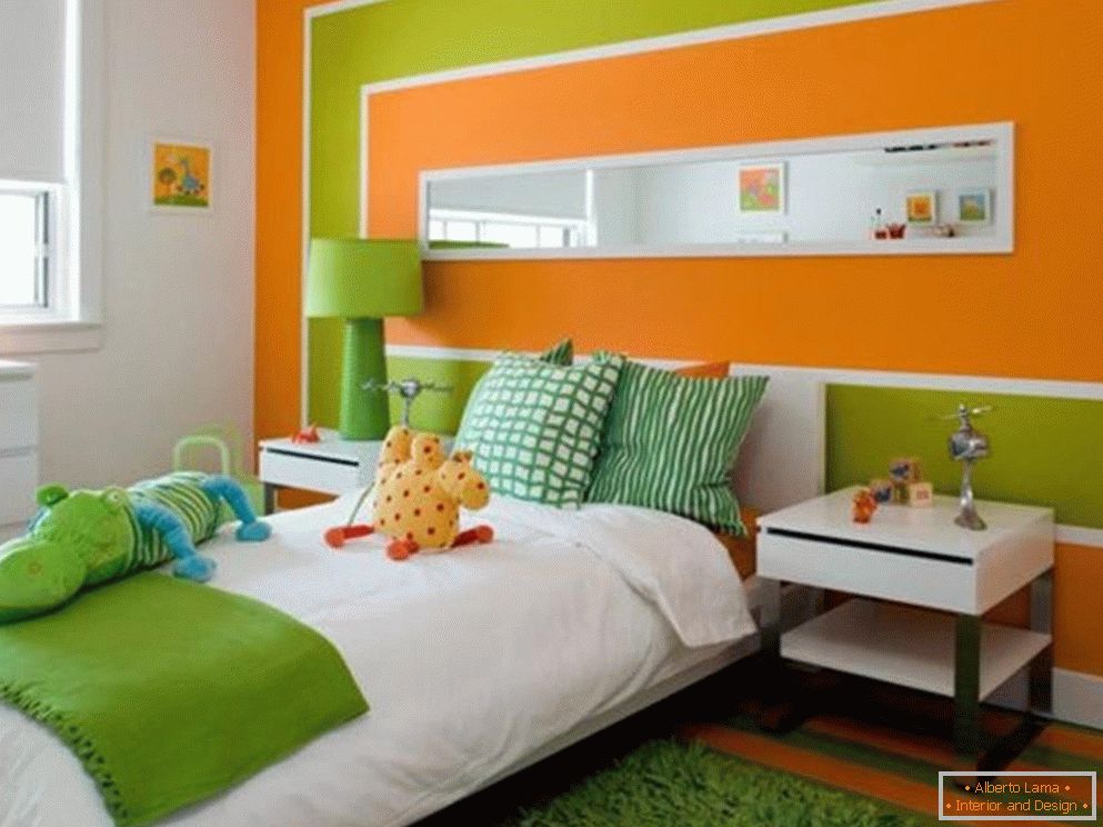 Zelena in oranžna barva, kombinacija v vrtcu