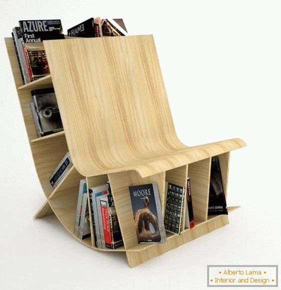 Leseni stol-knjižni prostor iz studia Fishbol Design Atelier