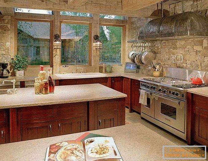 stenska dekoracija v kuhinji s kamnito fotografijo, fotografija 10