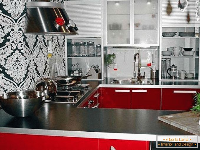 stenske dekoracije v kuhinji, možnosti za dekorativni material, foto 18