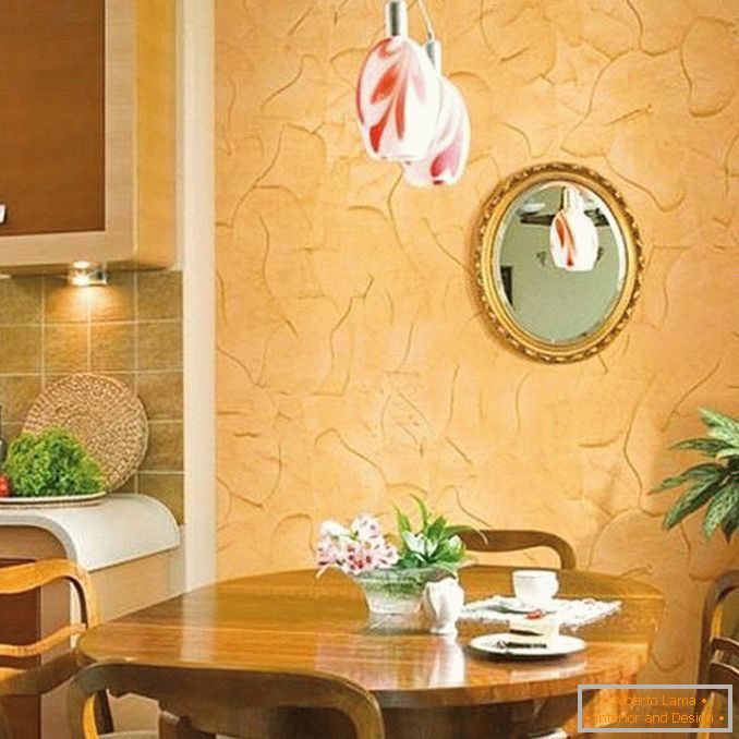 stenska dekoracija v kuhinji z dekorativnim ometom, foto 5