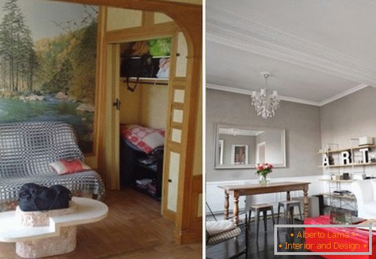Prenovljena dnevna soba v majhnem stanovanju v Parizu