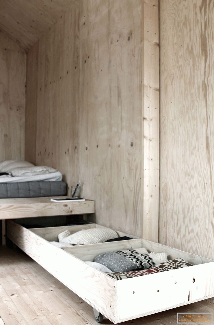 Спальня мини-дома Ermitage kabina в Швеции