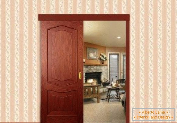Lesena drsna vrata v kuhinjo - možnosti fotografiranja