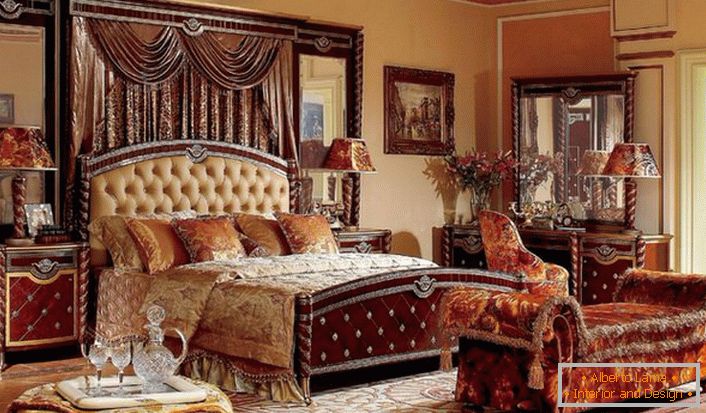 Plemeniti slog Empireja v najsvetlejšem pogledu v spalnici francoske družine.