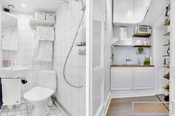 Kopalnica in kuhinja v beli barvi