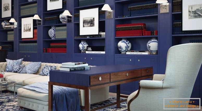modro-dnevna soba s pisalno mizo