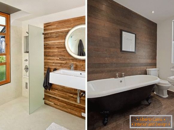 Lesene plošče za notranjo dekoracijo sten - fotografija kopalnice