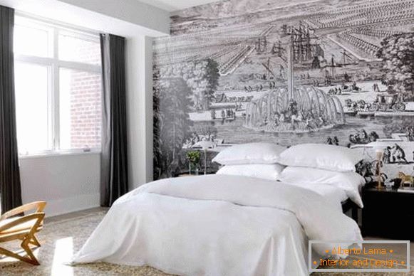 Moderna zasnova spalnice z lepimi tapetami