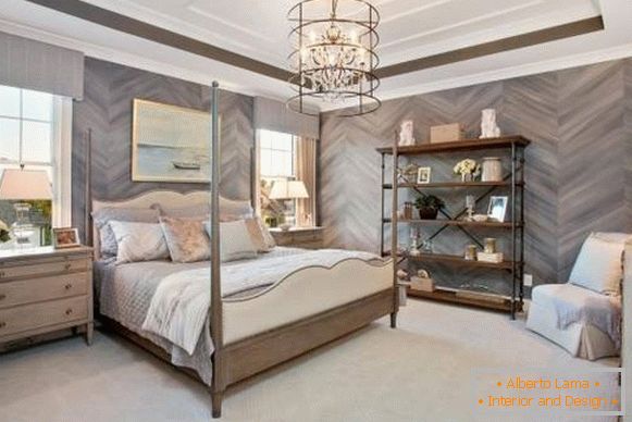 Lesena dekoracija spalnice v sodobnem slogu 2016