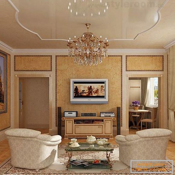 Chic klasični slog v notranjosti apartmaja v dnevni sobi