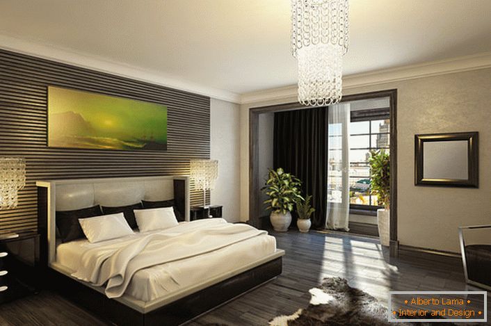 Chic in razkošje elegantne spalnice v slogu Art Deco. Klasični kontrast belega in črnega je idealen za to slogovno smer. 