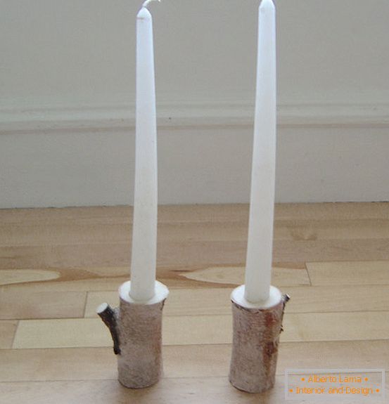 Svečniki iz obnovljenega brezovega lesa