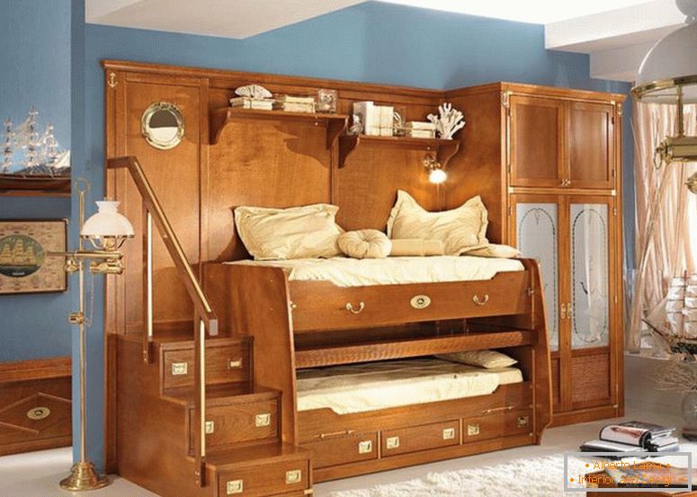 super-otroci-fant-spalnica-pohištvo-design-kažejo-edinstveno-rjave-hrast-pograd-postelje-z-kombiniranimi-high-gardo-in-nekaj-predalniki-plus-nerjavečega jekla-oprijemalne stopnice