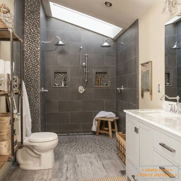 Obnova kopalnice v slogu podstrešja - najboljše ideje 2016
