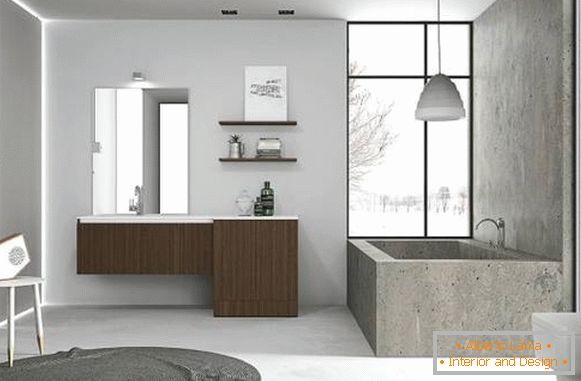 Moderno pohištvo za kopalnico v slogu podstrešja