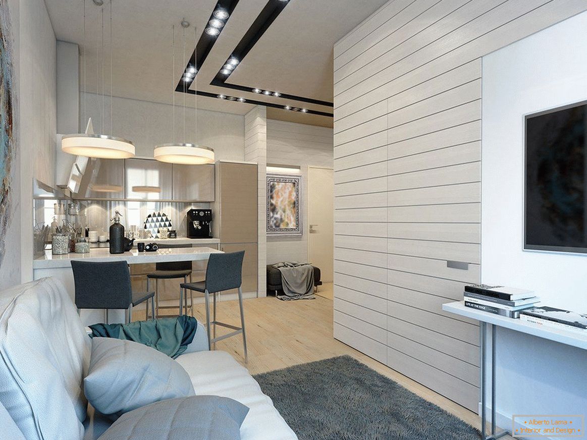 Pohištvo v enosobnem stanovanju površine 33 m2