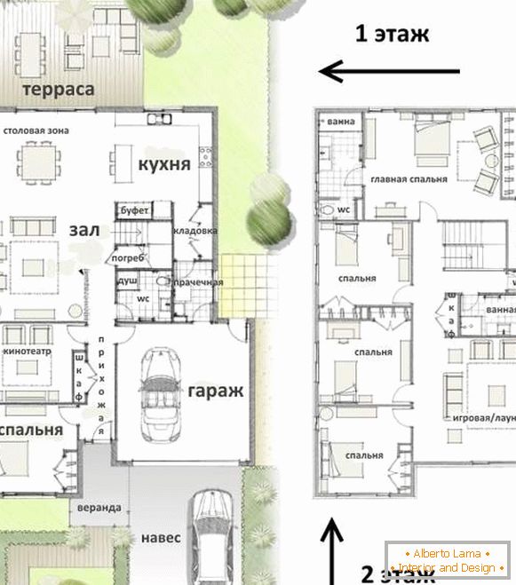 Kako narediti drugo nadstropje v zasebni hiši - projekt za 4 spalnice in igrišče