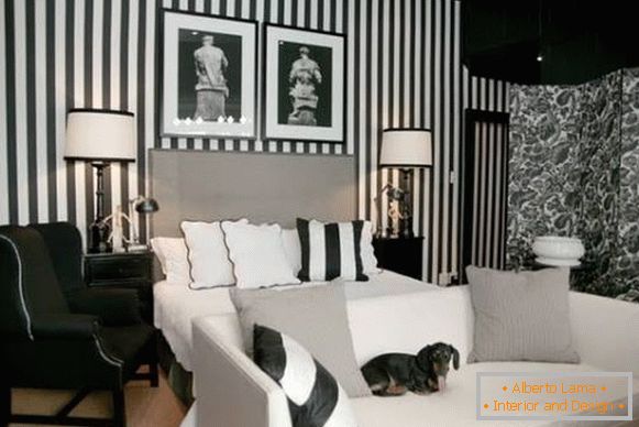 Črno-beli dekor in ozadje za spalnico