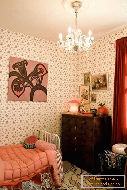Vintage-roza soba dekoracijo