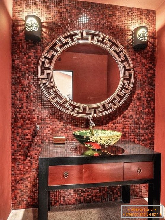 Rdeča barva kopalnice v kitajskem slogu
