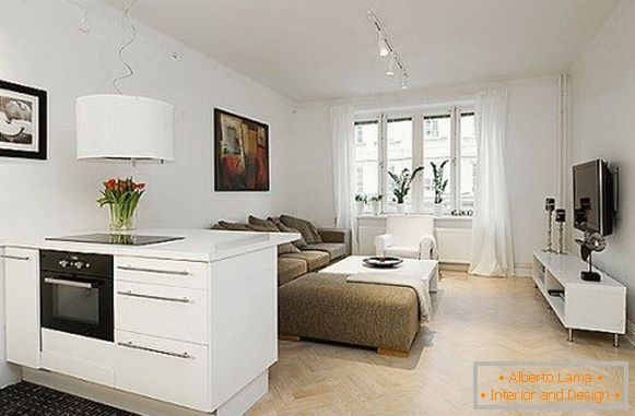 Eleganten studio apartma v beli barvi