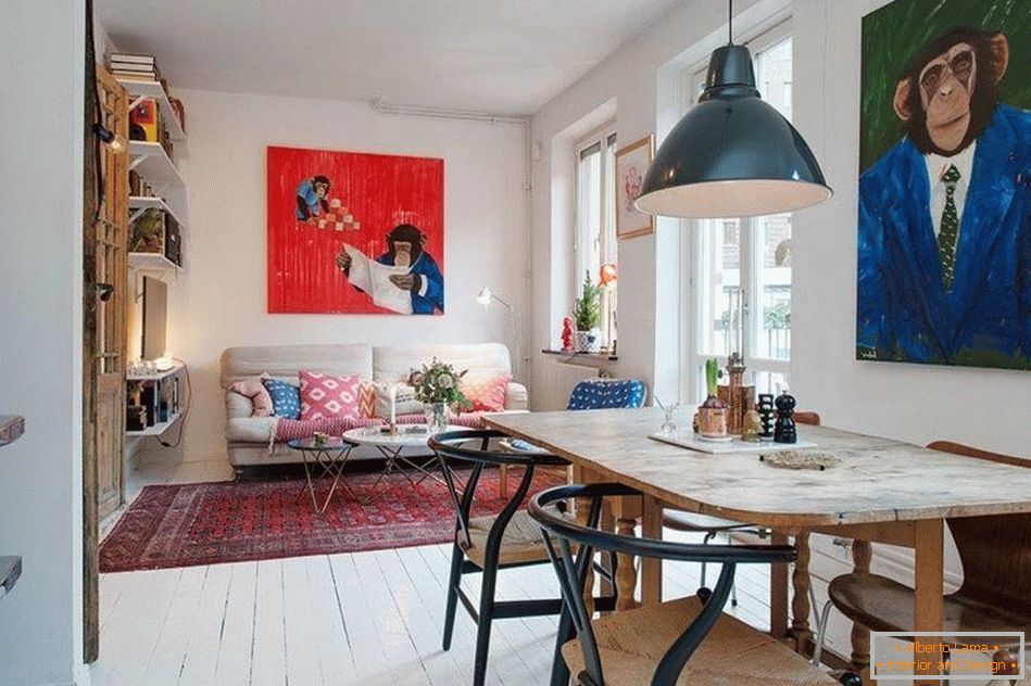Kuhinja in dnevna soba v skandinavskem stilu